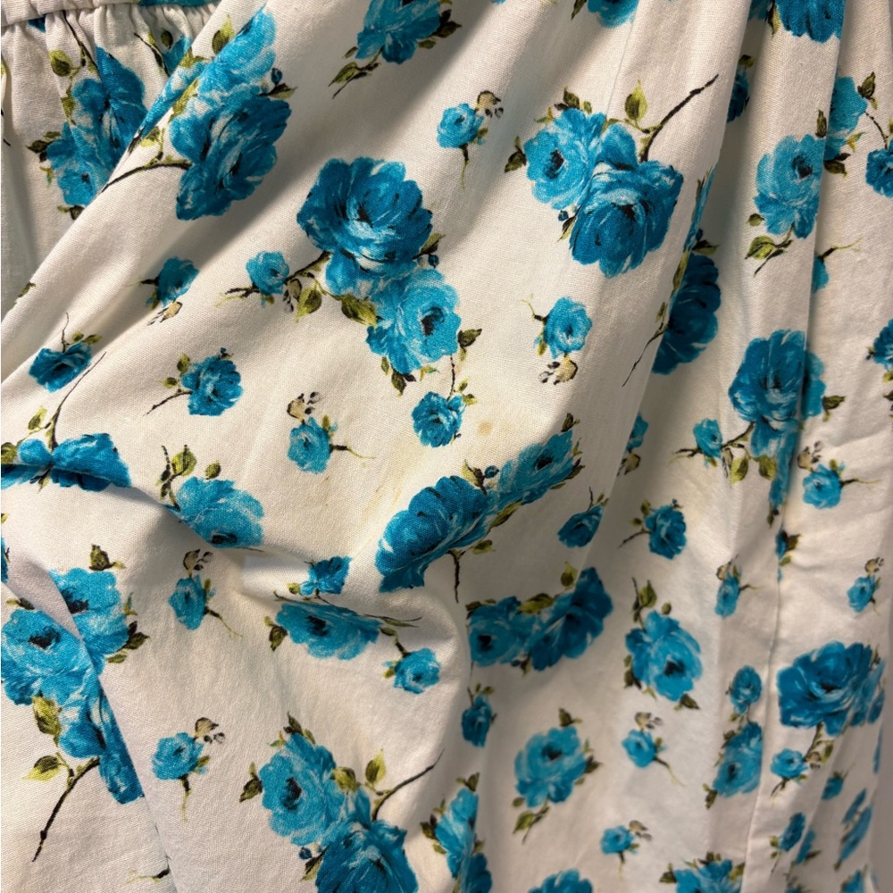 🇮🇹 Made in Italy One-Shoulder Floral Cotton Fit & Flare Dress w/ Raffia Belt - Picture 10 of 13